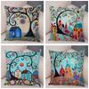 Colorful Cartoon House Pillowcase Retro Country Colors Urban Sofa Cushion Cover Home Car Decoration