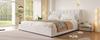180 x 200 upholstered platform bed in French velvet cover, sturdy bed frame with slatted frame, Beige
