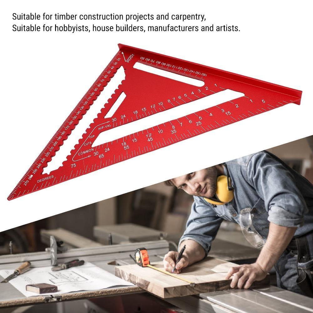 Red Color Measuring Layout Tool Aluminum Alloy Carpenter Square Triangle Ruler Carpentry