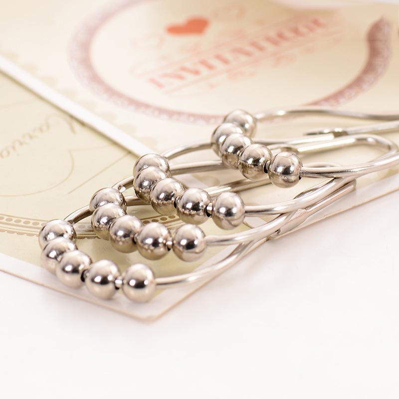 12PCS Bathroom Accessories Five Beads Gourd Shaped Hook Metal Anti Rust Shower Curtain Hooks