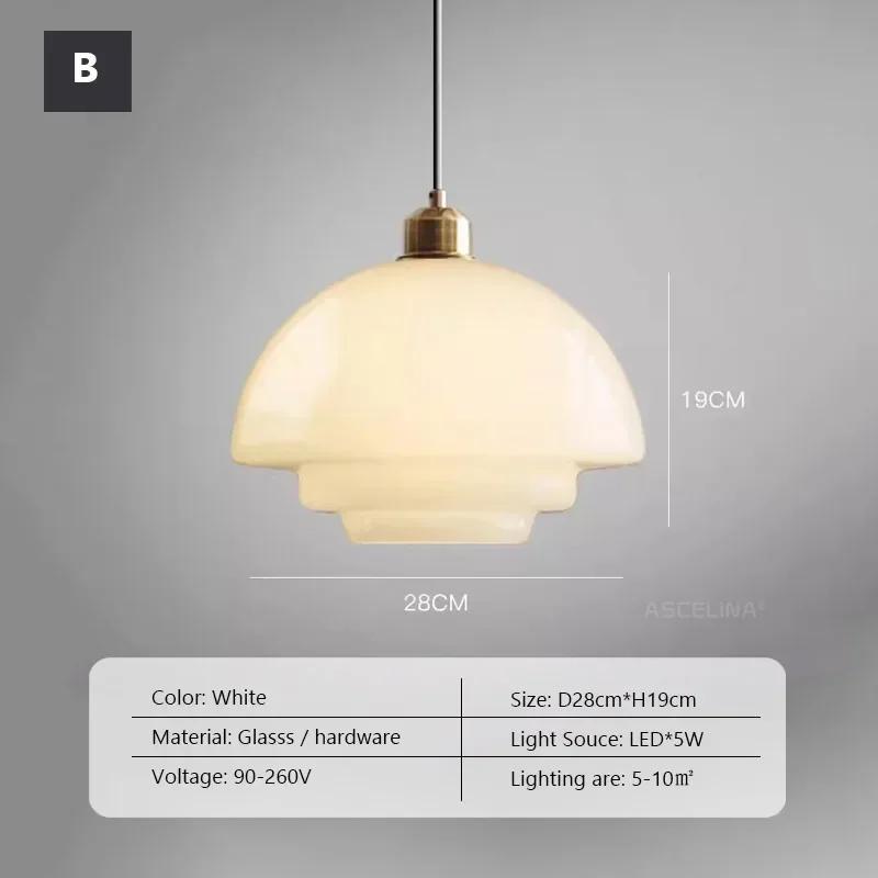 French LED Cream Wind Glass Pendant Light Nordic LED Lighting Creative Dining Room Bar Bedroom Porch Loft Home Indoor Lights