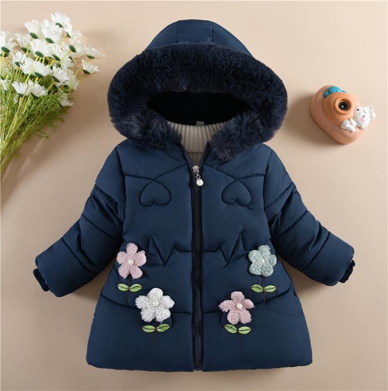 Baby Girls Padded Down Coats Hooded Cute Clothing Children Fashion Winter Thickened Jackets Kids Casual Cotton Parkas