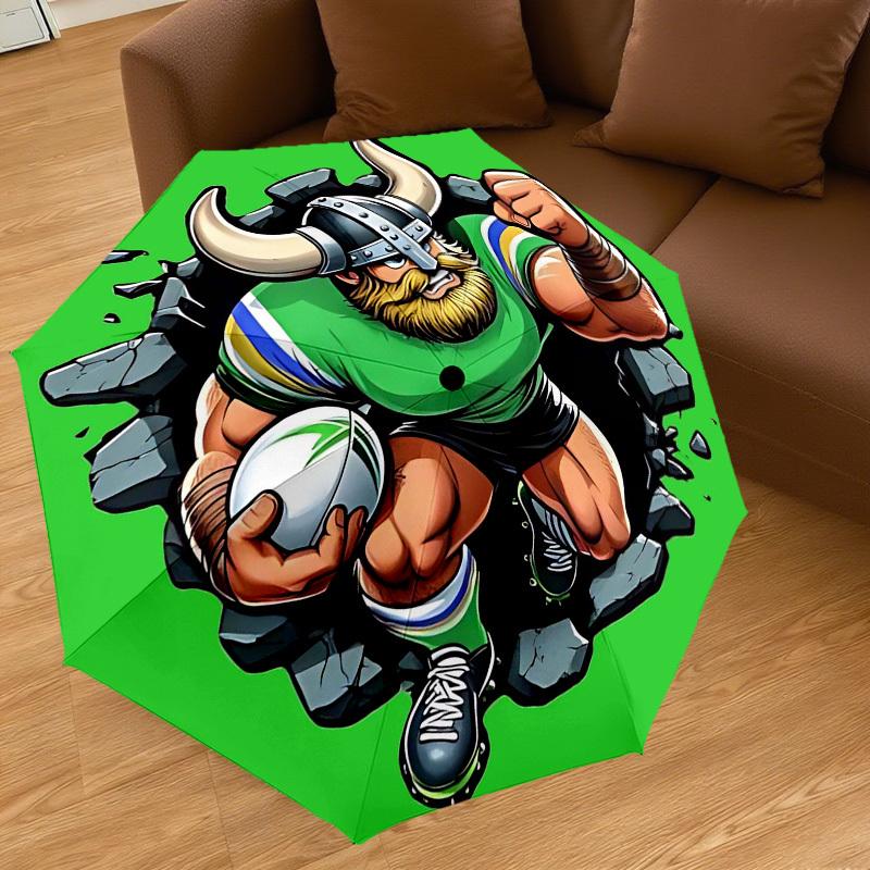 1PC Rugby Viking Umbrella-8-Rib Reinforced, Automatic Open, Lightweight & Durable, Cute Fashion Accessory for Outdoor-T324