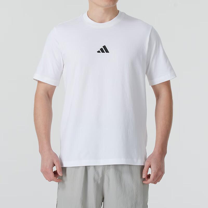 Adidas Essentials Single Jersey Logo Вышитый круглый вырез Пуловер с коротким рукавом Футболка Мужские футболки Белый Черный JY8561