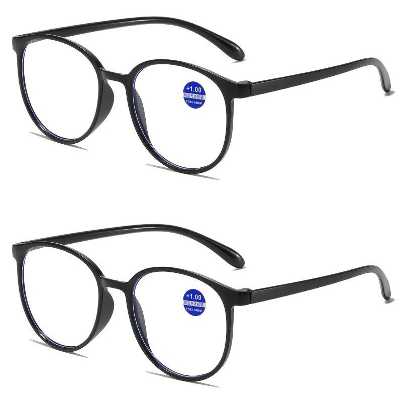 2Pcs Anti-Blue Light Reading Glasses Men Women Round Frame Prescription Eyeglasses Male Female Reading Glasses +1.0+1.5 To 4.0