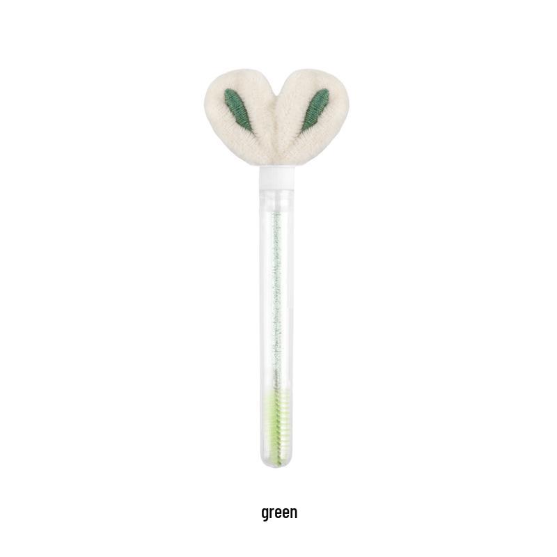 Gold Buckle Pompom Eyelash & Eyebrow Brush with Crystal Rod and Rabbit Ear Comb