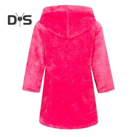 Фланелевый халат с капюшоном и завязкой на талии для девочек, мягкий пушистый банный халат для детей, теплый банный халат с принтом, капюшоном и карманами