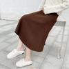 Korean Knitted Pleated Skirt Long Women's Autumn Winter Long Skirt High Waist Skirts Gray Khaki Blue