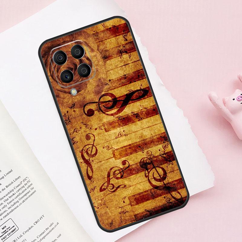 Клавиши пианино Винтажные ноты Для Samsung Galaxy M13 M23 M33 M53 M30s M31s M32 M52 M12 M55 M15 M20 M21 M51 M34 M54 Чехол
