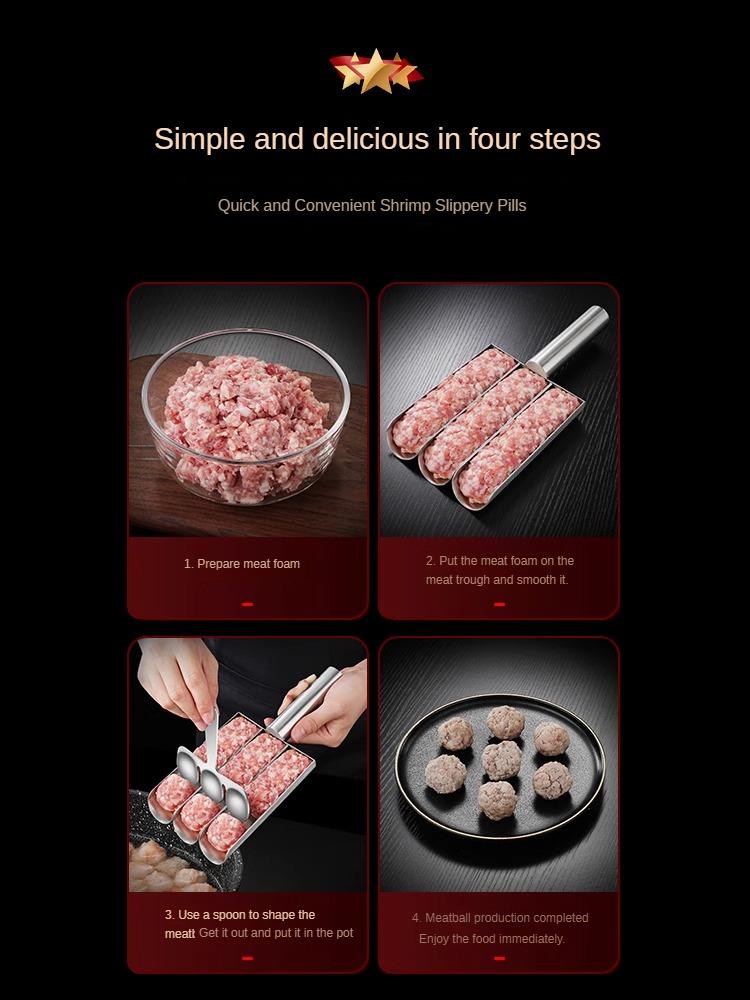 Набор для приготовления фрикаделек с антипригарным покрытием Easy-Release - Ручная ложка для фрикаделек для легкого приготовления рыбных шариков - Идеальный кухонный инструмент для домашней готовки