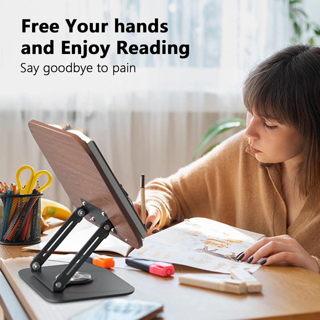 Полка для чтения книг, подставка для компьютера, регулируемая по высоте и углу наклона, вращающееся на 360° основание, складная и портативная