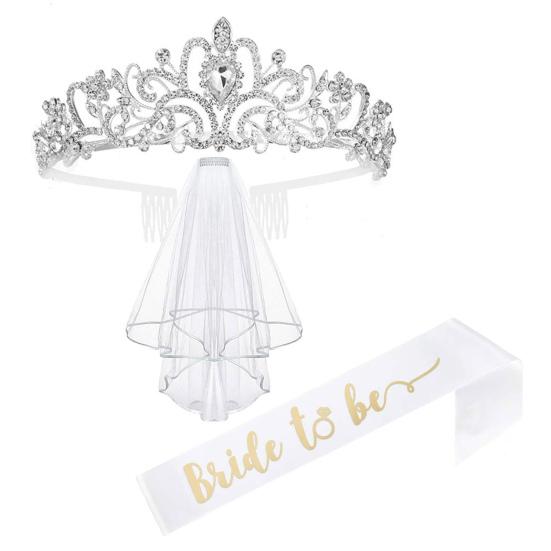 Набор аксессуаров для девичника: стразовая корона, лента «Невеста», фата, украшение для свадебного душа для вечеринки в ночь перед свадьбой