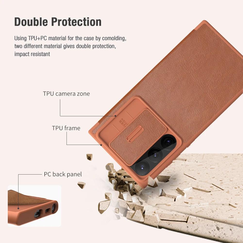 NILLKIN For Samsung Galaxy S23 Ultra with Slide Cover Camera Protection Flip Leather Cover For Samsung Galaxy S23 5G (2026) Case