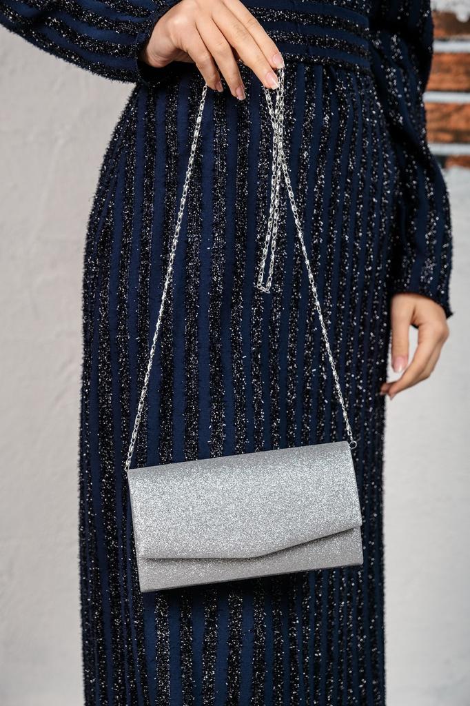 Women's Stylish and Useful Evening Dress Bag Women's Black Glitter Mini Box Shoulder Evening Bag