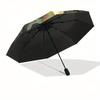 Raven Moonlit Forest Wall Art: Mystical Circular Decor Umbrella, Portable 3-Fold Compact Umbrella for Men & Women R142
