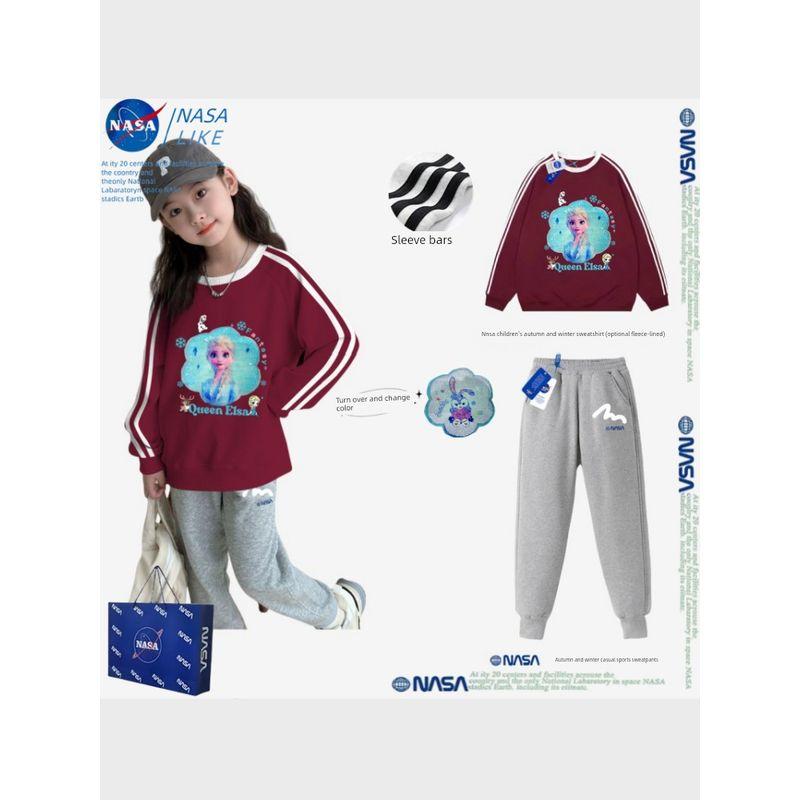 Осенний наряд для девочек Nasa, одежда Эльзы из мультфильма «Холодное сердце», новый детский свитшот 2025, весенне-осенний комплект из двух предметов