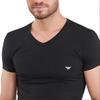 Emporio Armani Однотонный Пуловер с Принтом Логотипа и V-образным Вырезом Прямого Кроя с Коротким Рукавом Мужские Топы Черный 111512-CC717-17020