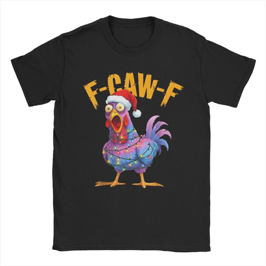 F-Caw-F Funny Chicken Christmas Xmas T-Shirt FCawF Rooster Meme Gift Popular T-Shirts Short Sleeve Summer Plus Size Top Tees