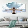5PCS Canvas Painting Anime Simple Luffy Hanging Painting Living Room Sofa Background Mural Boy Children Bedside Bedroom Decoration Painting