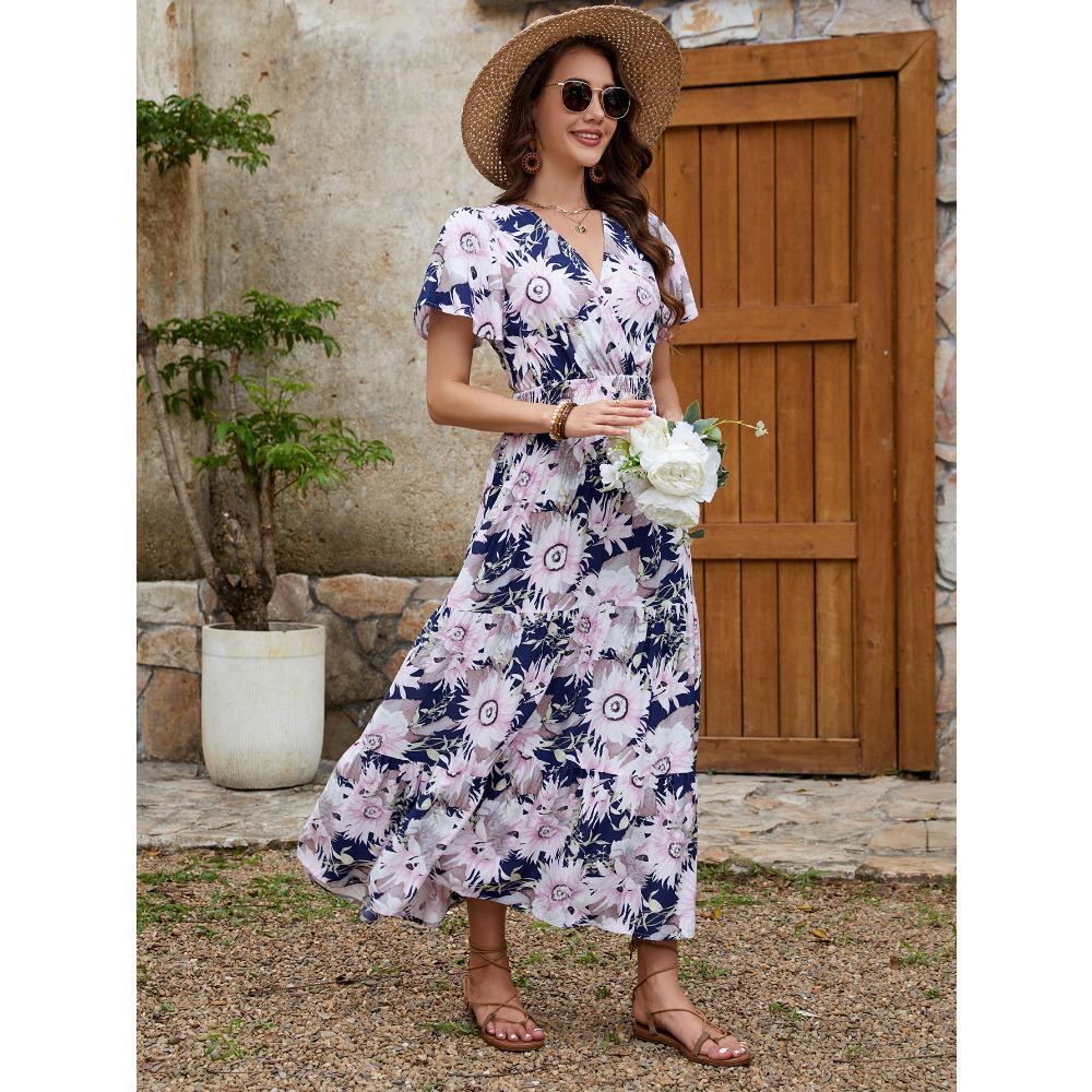 Женские платья Новые модные платья с талией Тонкие платья с большим качелями Праздничные пляжные платья