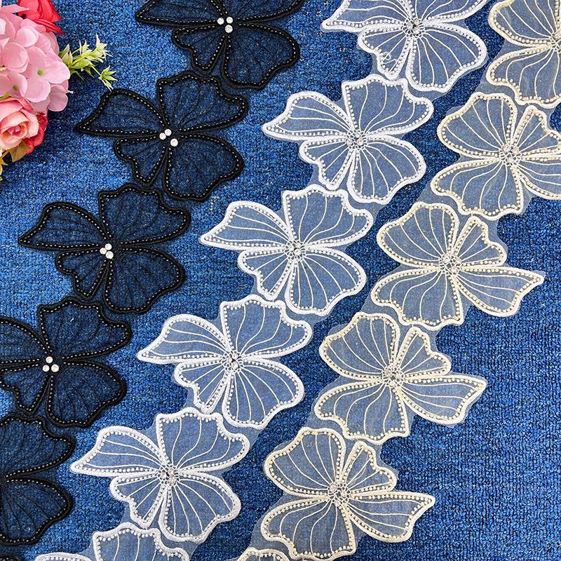 2023 Lace Collar Floral Bead Black & White Apricot Women's Accessories