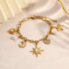 Landy Star Moon Sun Heart Waterproof Chain Bracelet Stainless Steel Gold Plated Zircon Chain Bracelets for Summer
