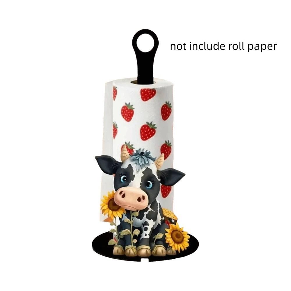 Wooden Roll Paper Towel Holder Cat Dog Vertical Napkins Rack Kitchen Countertop