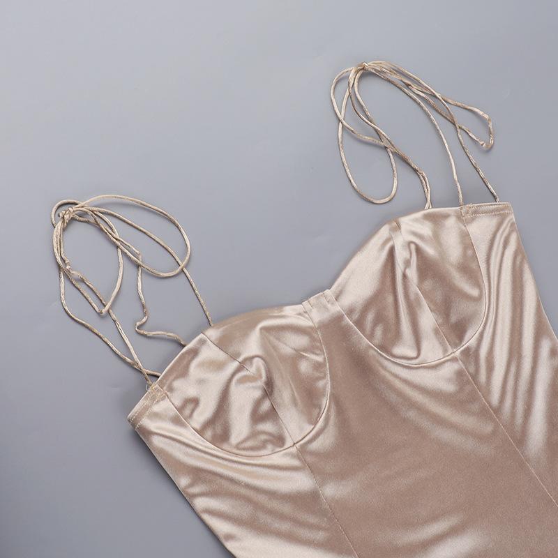 Осеннее платье в стиле знаменитостей. Сексуальное облегающее платье с бретельками и халтером.