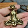 Antique Brass Meditation Zen Frog Statue Ornament Copper Animal Sculpture Incense Burner Home Desk Decorations Tea Pet