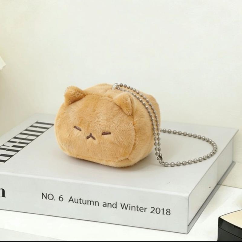 Cute Square Kitten Plush Keyring for Kids Simulation Tofu Plush Toy for Backpacks and Handbags