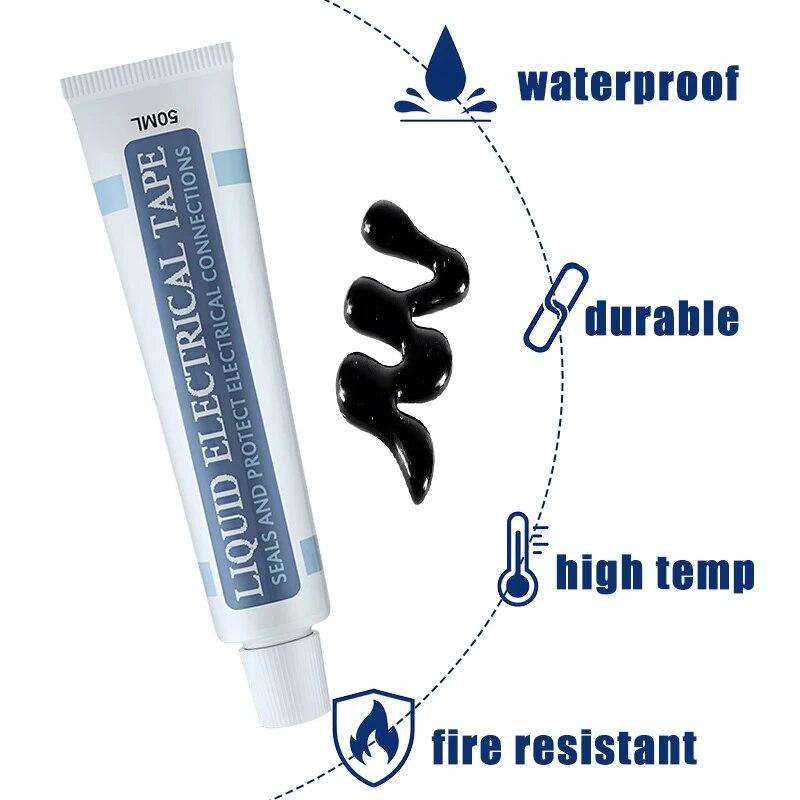 30/50 мл жидкая изоляционная клейкая лента для ремонта резинового электрического провода, кабельное покрытие, огнестойкое и устойчивое к высоким температурам