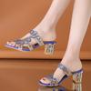 Summer New Sandals Rhinestone Women's Shoes Thick Heel Sandals Large Size Women's Shoes