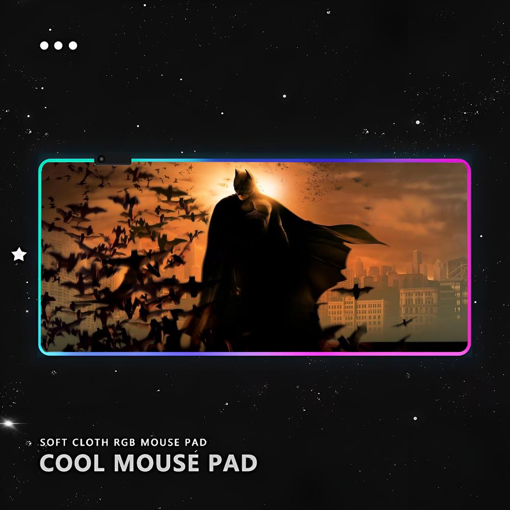 B-Batman A-Arkham Knight Mouse Pad RGB Pc Gamer Keyboard LED Glowing mause pad Mats Rubber Cute Cartoon Gaming Computer csgo lo