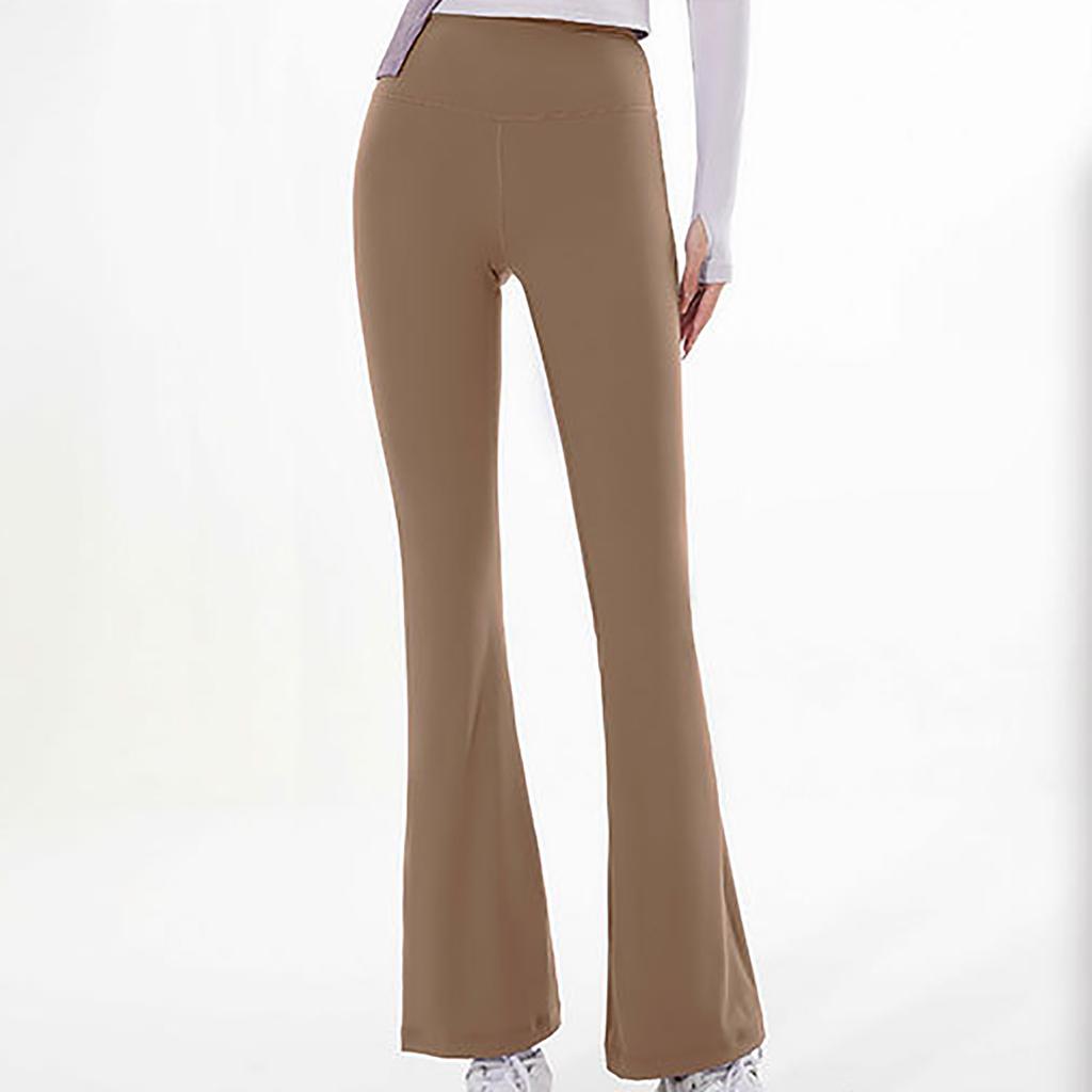 Женские брюки-клеш, брюки для йоги, спортивные брюки для фитнеса, высокая талия, подтягивающие бедра, эластичные бесшовные брюки с четырех сторон