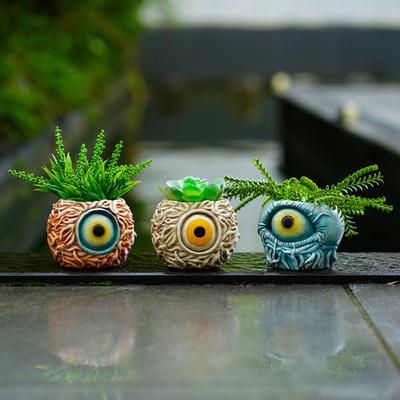 Горшок для растений Monster Eye, креативный уникальный горшок для растений, горшок для суккулентов из смолы с дренажем, для декора сада на открытом воздухе и домашнего декора