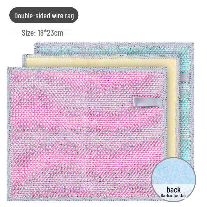 Двухслойная салфетка из серебряной проволоки для мытья посуды для удаления антипригарного масла на кухне. Идеально подходит для чистки плит, посуды, кастрюль и металлических поверхностей.