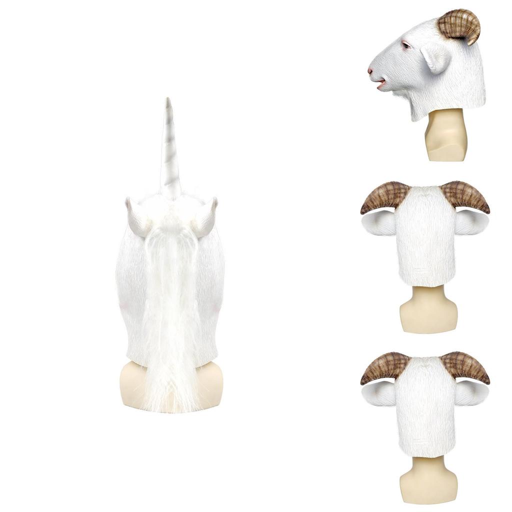 Animal Goat Latex Mask With Whimsical Design For Costume Parties And Holiday Events
