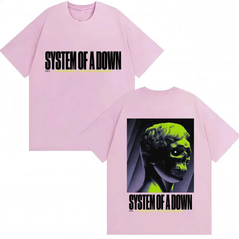 System Of A Down EU UK Тур 2026 Графическая футболка Мужская Хлопок Короткий рукав Уличный стиль Футболка