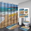 4Pcs Beach Series Shower Curtain Sets for Bathroom Non-Slip Bathroom Rugs Lid Toilet Cover Bath Mat