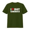 I Love Hot Cowboys Heart Funny Country Western T Shirt vintage Washed Soft Stylish Stretched graphic Slightly Casual Breathable