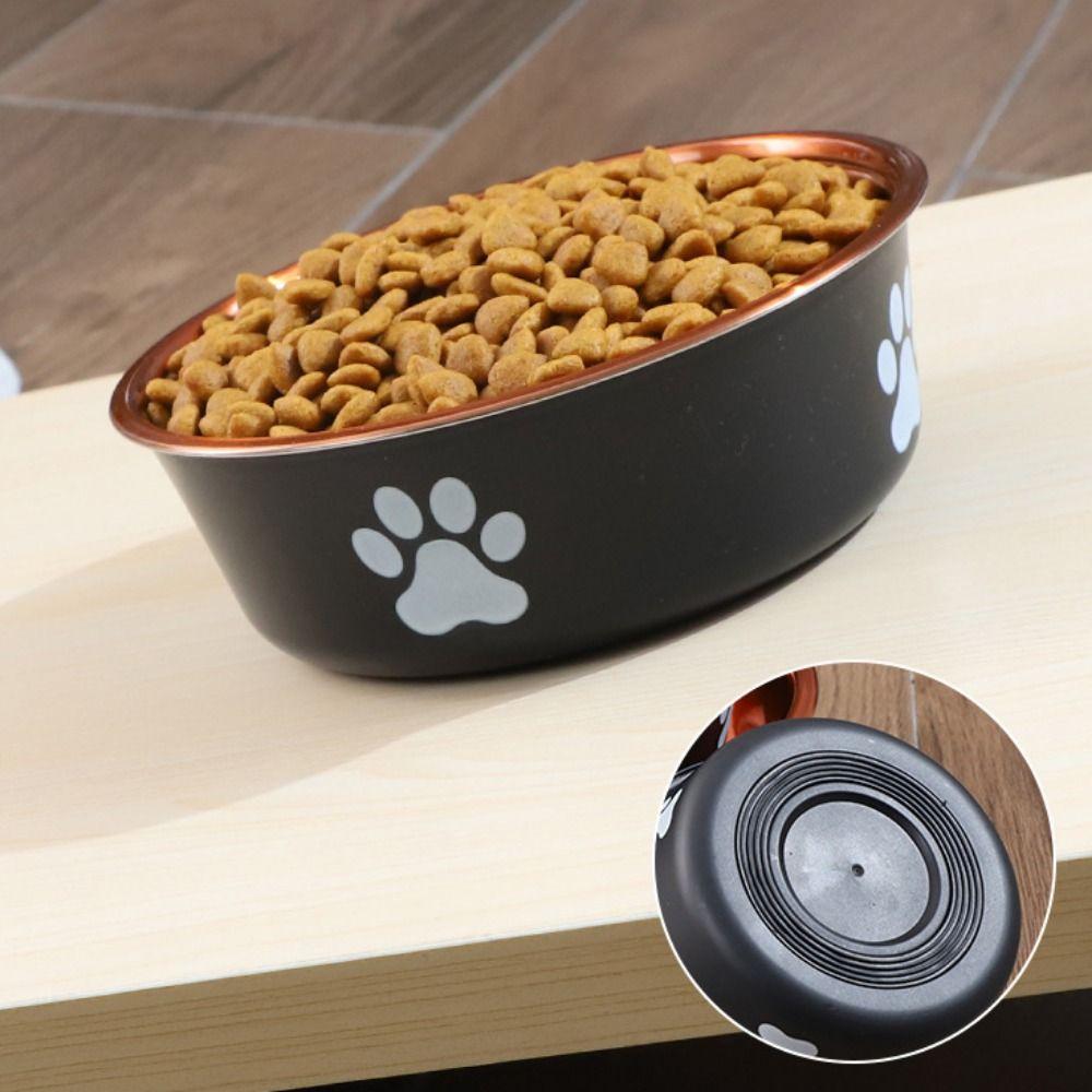 Large Capacity Dog Stainless Steel Food Bowl Cartoon Dog Feeding Basin  For Cats Puppy