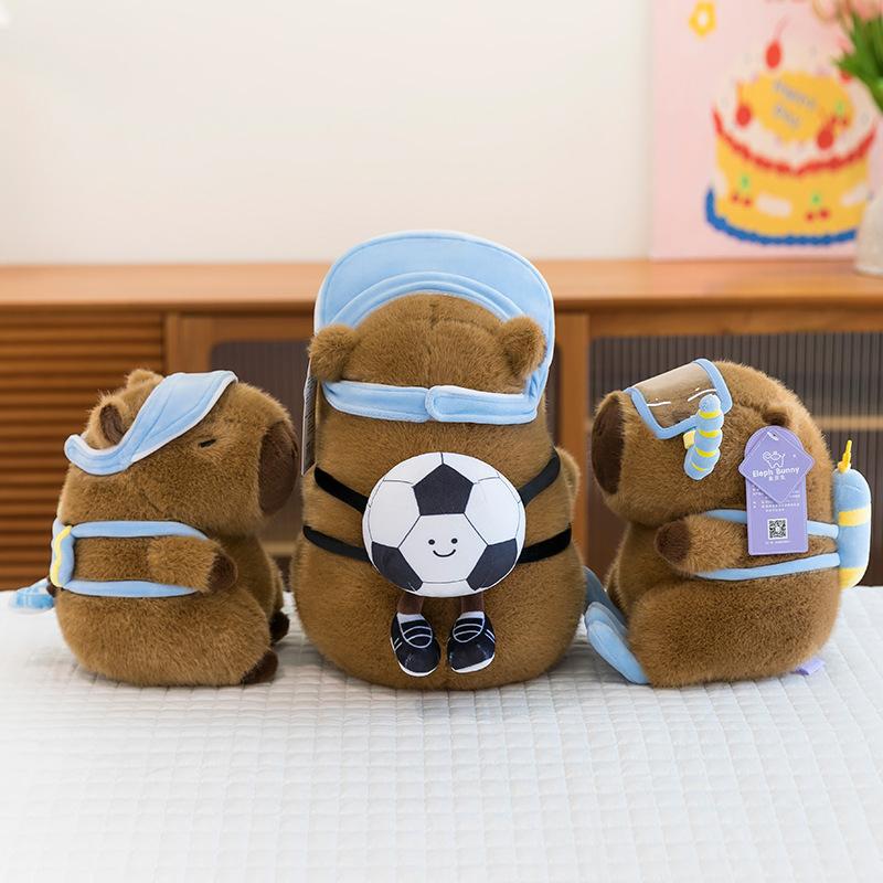 Летний плавательный круг Кукла Капибара Футбольный рюкзак Кепка Кукла Капибара Плюшевая игрушка Спящая кукла Подарок на день рождения
