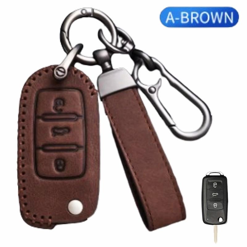 Кожаный чехол для автомобильного ключа Oli, защитная сумка для ключа от автомобиля VW Volkswagen Polo Tiguan Passat Golf Jetta Lavida Skoda Octavia