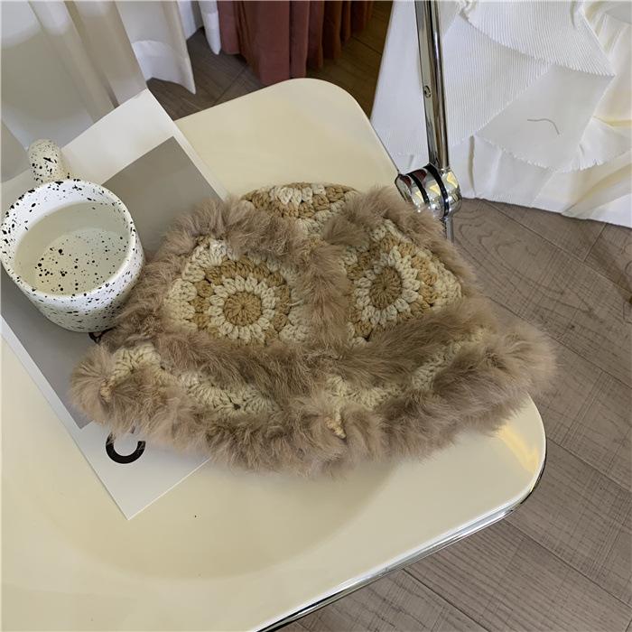 Japanese Hand-knitted Warm Wool Hat for Women Korean Style Gentle Rabbit Knitted Hat Fisherman Hat Autumn and Winter Versatile Trend
