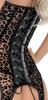 Noir - Sexy Leopard Print Corset with 6 Suspenders Black S