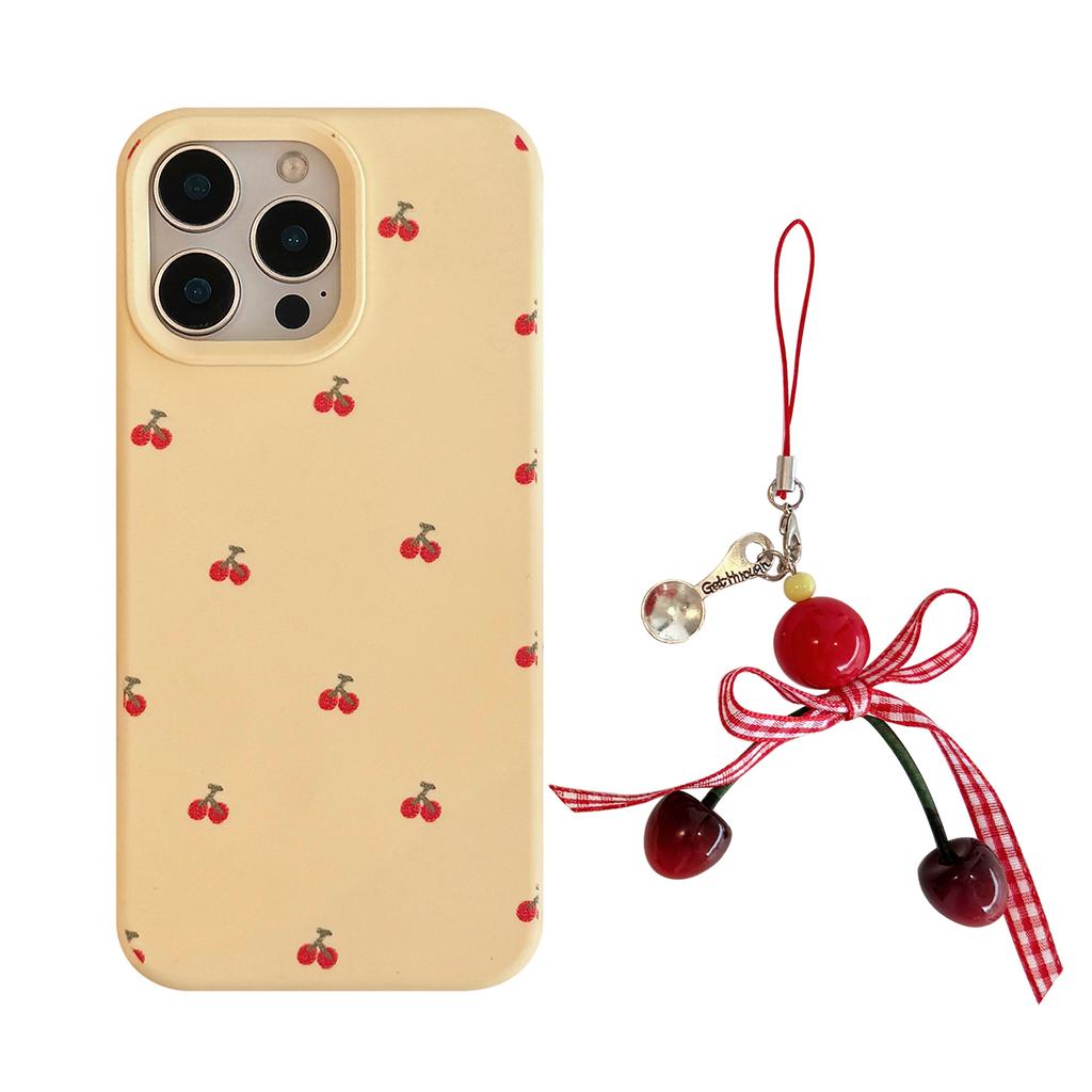 Ins Cherry Pendant for Apple 17 Phone Case 15Pro Max Cute Girl for IPhone 14 All Inclusive 13