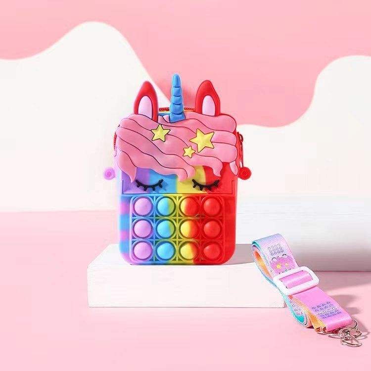 Kids' Unicorn Coin Purse & Backpack Set with Puzzle Bubble Decompression Toy