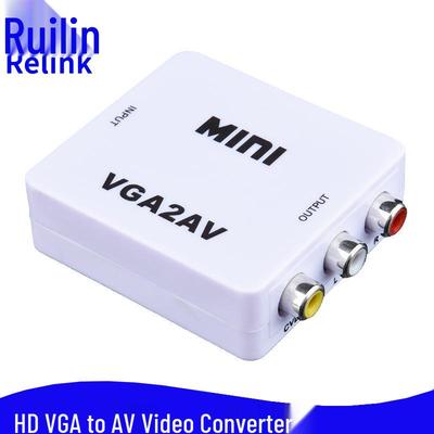 Конвертер видеосигнала VGA в AV и переключатель 3RCA для подключения ПК к телевизору