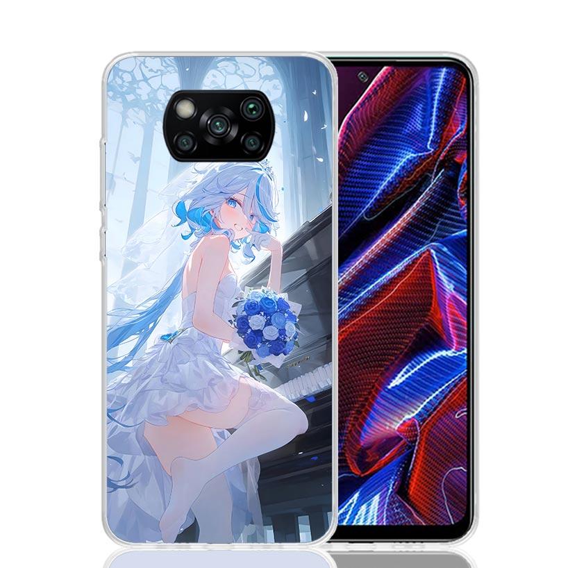 Милый чехол для телефона Furina Genshin Impact для Xiaomi Poco F7 Ultra X7 X6 Pro X5 Redmi 15 15C 13 13C 12 12C 10 10A 10C 9 9A 9C 9T Она