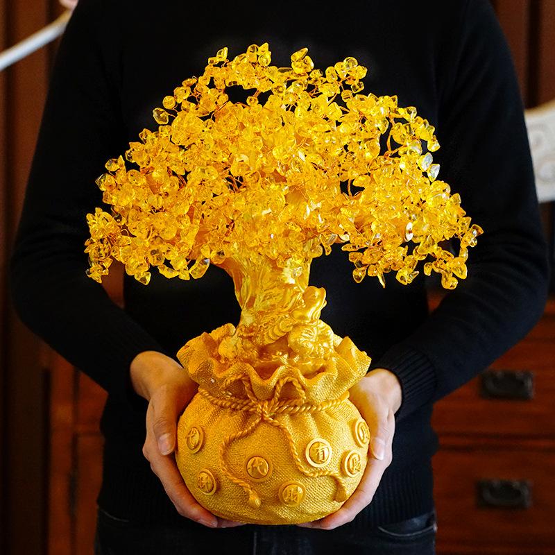 Натуральный кристалл Бонсай Денежное дерево Счастливое дерево Фэн-шуй Денежное дерево Домашний декор